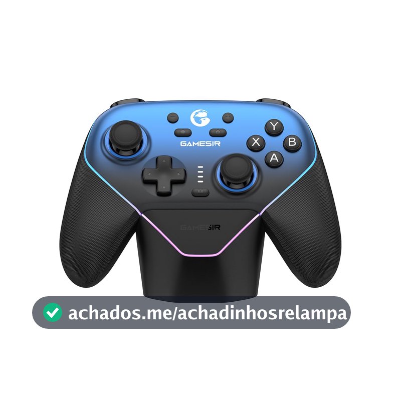 GameSir Super Nova Controle Sem Fio Bluetooth para PC/Switch/Switch 2/iOS/Android, 1000Hz, Hall Effect Anti-Drift, RGB, Dock de Carregamento, Controle Gamer Profissional - Azul