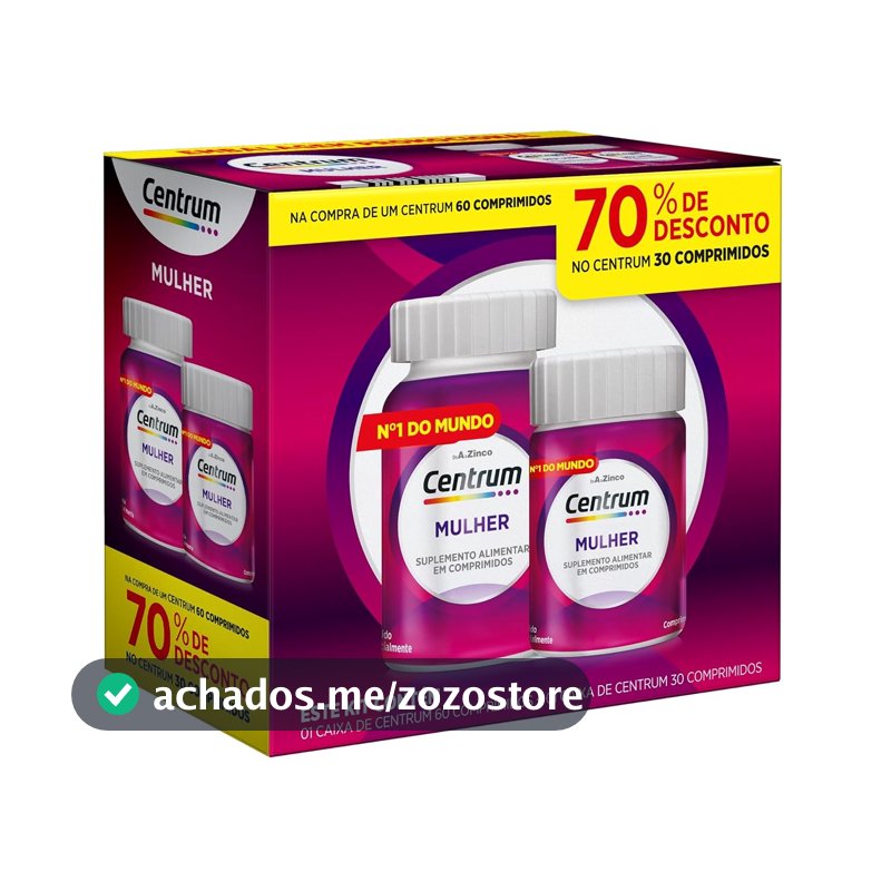 Centrum Mulher Multivitaminico Diário, com Magnésio, Vitamina D e Vitamina B12, Leve 90 Comprimidos e Pague 60