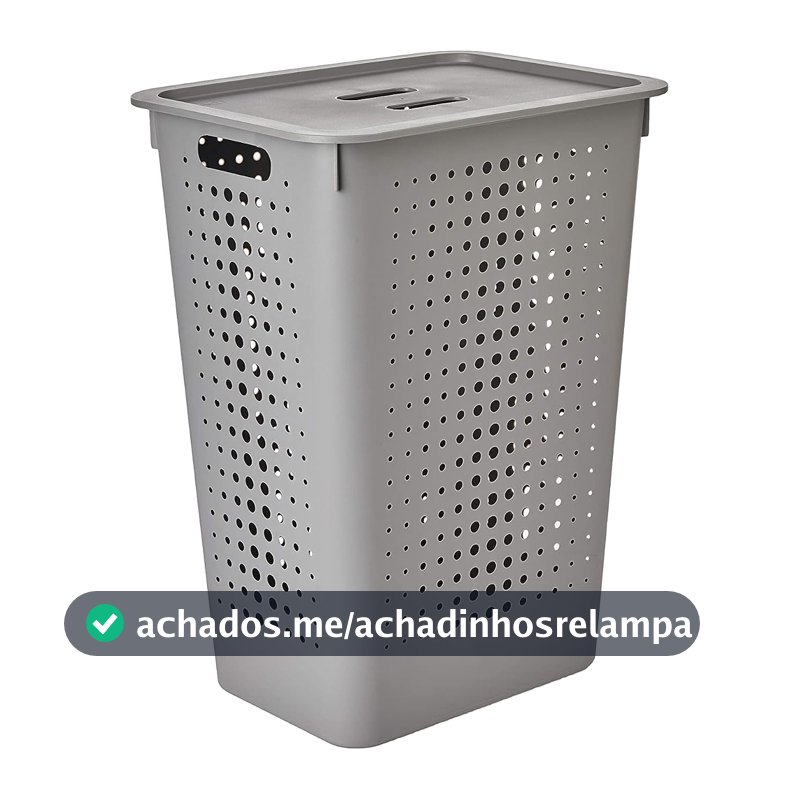 Ou Cesto de Roupas com Tampa 47L Chumbo