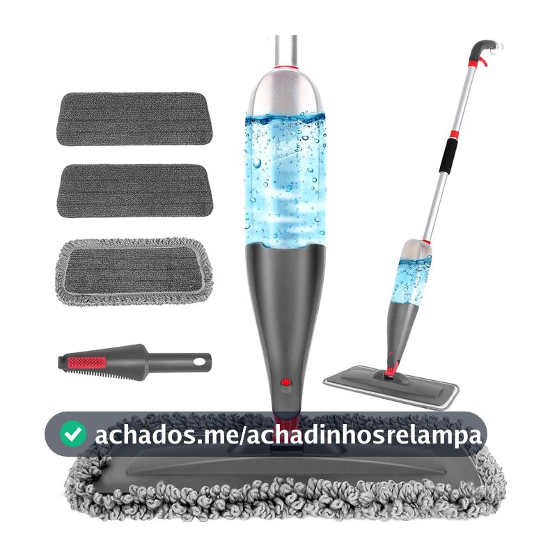 Mop Spray Com 800ml – Esfregão Com Spray De Microfibra Com 3 Refis Laváveis, Limpeza De Chão Seco E úmido, Ideal Para Cozinha, Piso Laminado, Azulejos E Madeira