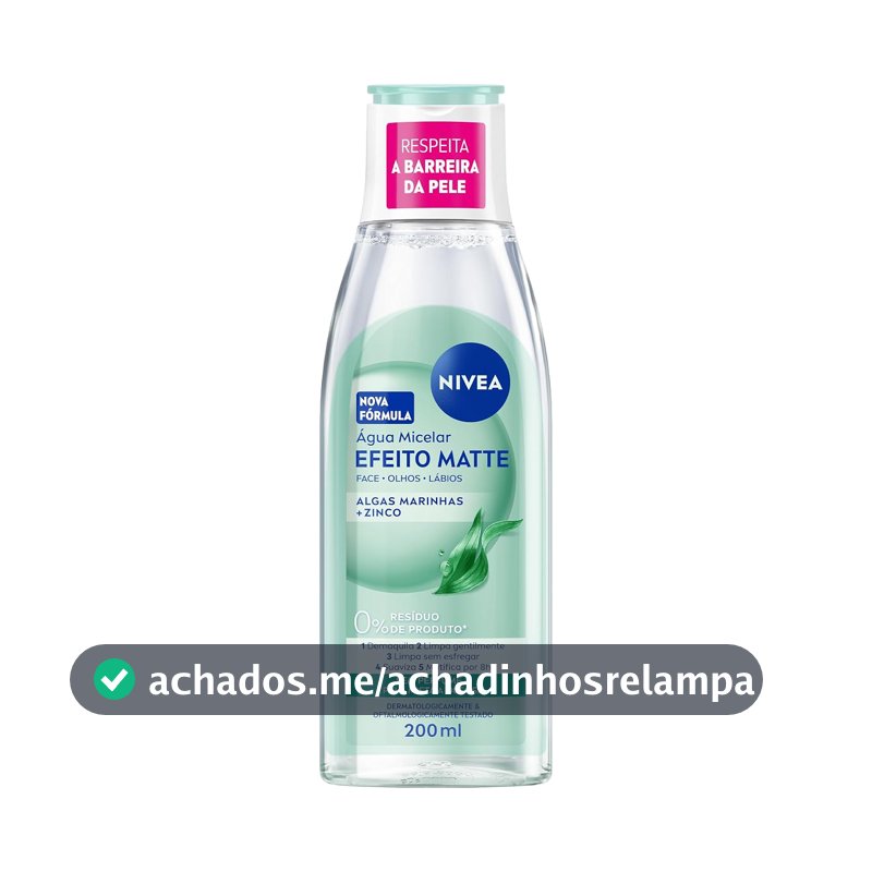 NIVEA Água Micelar Solução de Limpeza 7 em 1 Efeito Matte 200ml, Demaquila, Limpa Profundamente, Controla Oleosidade, Cuidado Facial, Pele Mista e Oleosa