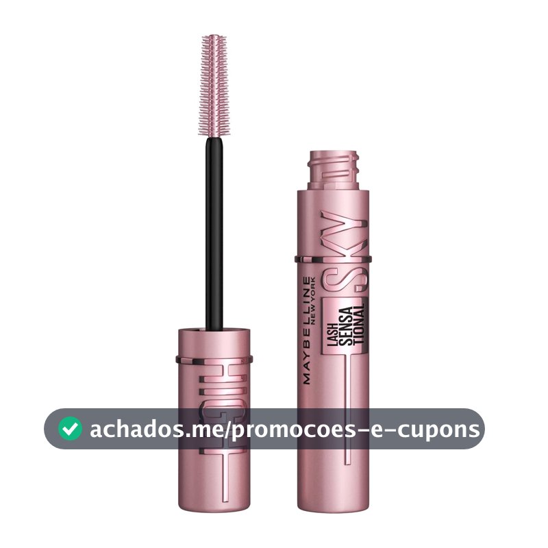 Maybelline NY Lash Sensational Sky High Máscara de Cílios Lavável, Escova Flexível, Alongamento Sem Limites com Extrato de Bambu e Fibras, Impacto de Todos os Ângulos, Preto 7,2ml