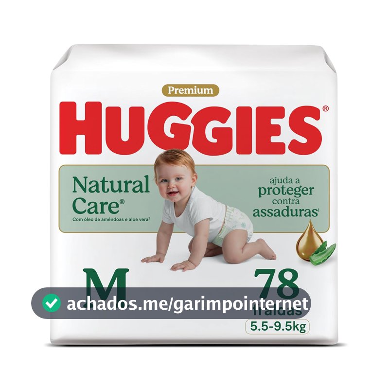 Huggies Fralda Descartável Premium Natural Care Hipoalergênica M - 78 UN