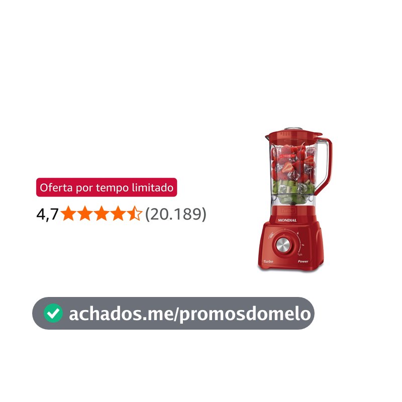MONDIAL Liquidificador Turbo Power, Vermelho, 550W, 220V - L-99 FR