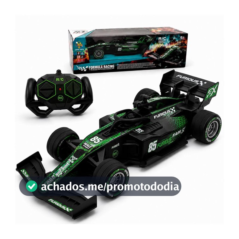 Carrinho Fórmula Racing Controle Remoto Recarregável com Efeito de Fumaça, Cabo USB para Recarga, Design Esportivo, Controle Sem Fio, Brinquedo F 1 (Verde)