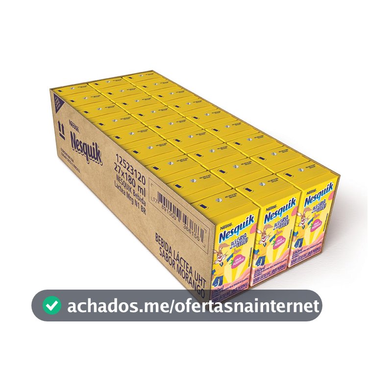 Bebida Lactea NESQUIK Morango 180ml - 27 unidades
