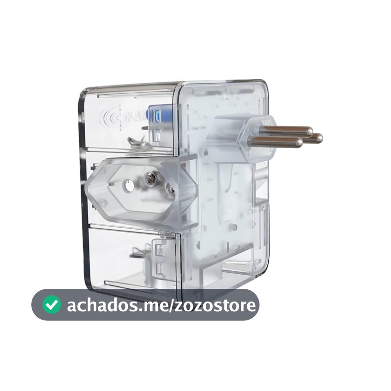 Protetor Contra Surtos Elétricos (DPS) CLAMPER 127/220V, 10 Amperes, 3 Pinos, para PC, PS5, Xbox, Smartphone, Monitor, Impressora, etc - iCLAMPER Energia 3 Transparente LCF, 3 tomadas