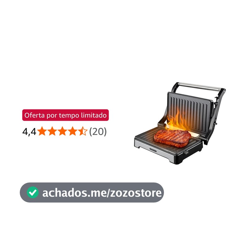 Sanduicheira e Mini Grill HQ 180º 1000W Antiaderente Inox HQ-SG002 220V