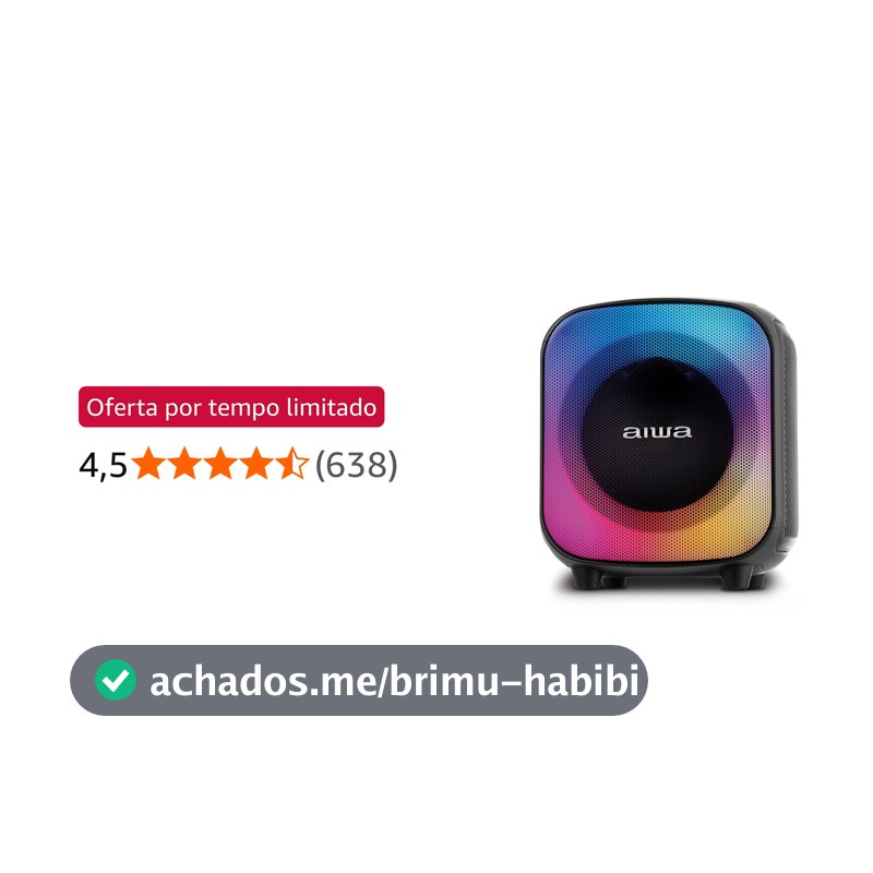 Caixa de Som PartyBox AIWA PB-07 Bluetooth 8H RGB USB TWS Preto