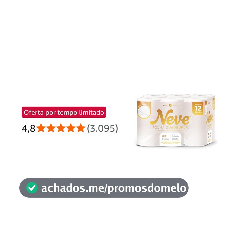 Neve Papel Higiênico Ultracomfort, Folha Quádrupla, 20m, 12 rolos