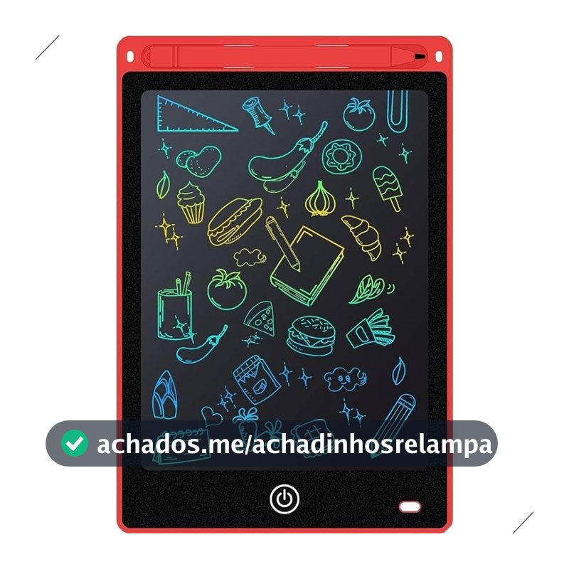 Tablet Infantil LCD Lousa Mágica Escrita Colorida Para Desenho e Estudo Educativo 12 Polegadas (Vermelho)