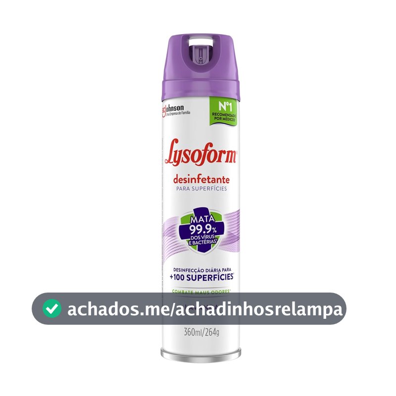 Lysoform Lavanda, Desinfetante Aerosol para Superfícies, 360ml