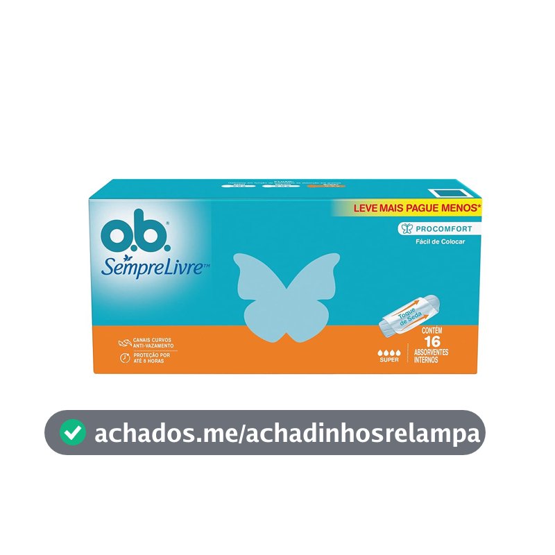 Absorvente Interno O.B. Sempre Livre, Fluxo Super, 16 Unidades