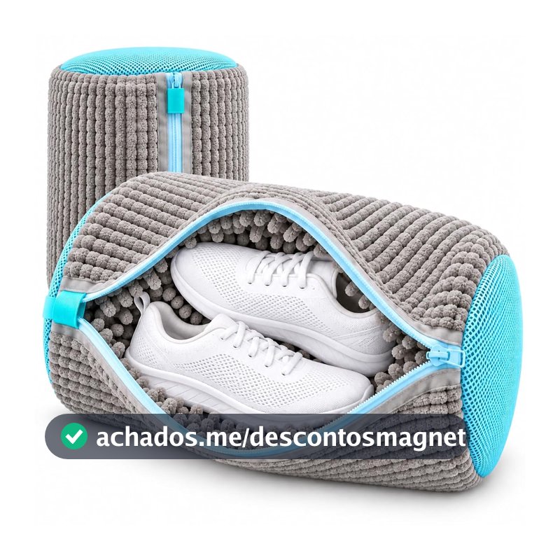 Kit 2 Sacos para Lavar Tênis com Zíper e Proteção 360° - Cinza