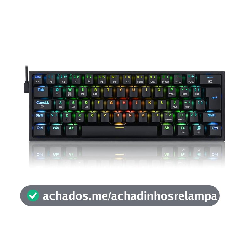 Teclado Mecanico Sem Fio Redragon Fizz Pro RGB Preto Switch Marrom