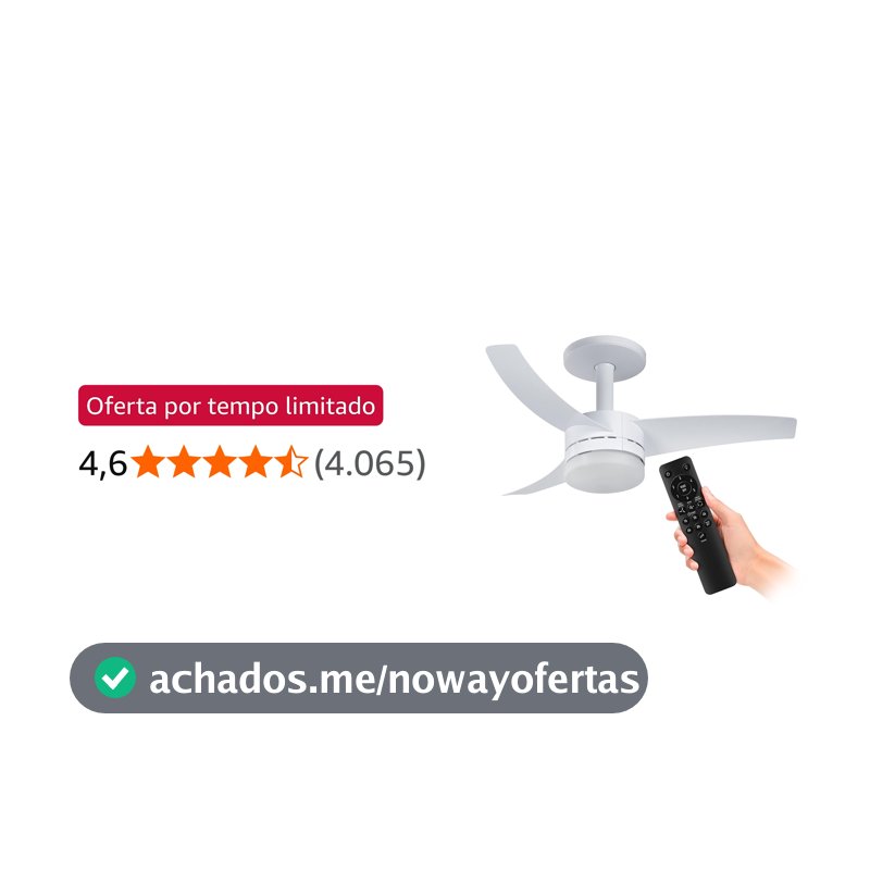 Ventilador de Teto Arno Ultimate Bivolt Branco VX13, 150W, Controle Remoto, 6 Velocidades, 4 Funções e Iluminação para 2 Lâmpadas