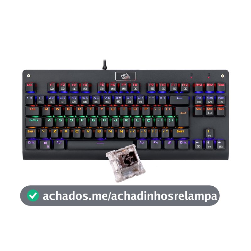 Teclado Mecânico Redragon Dark Avenger Preto Iluminação Rainbow Switch Marrom K568R