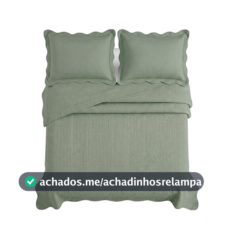 Camesa Colcha Kit Cobre Leito Bullet Queen 240x260cm - Verde, 100% poliester Gramatura 70g/m2