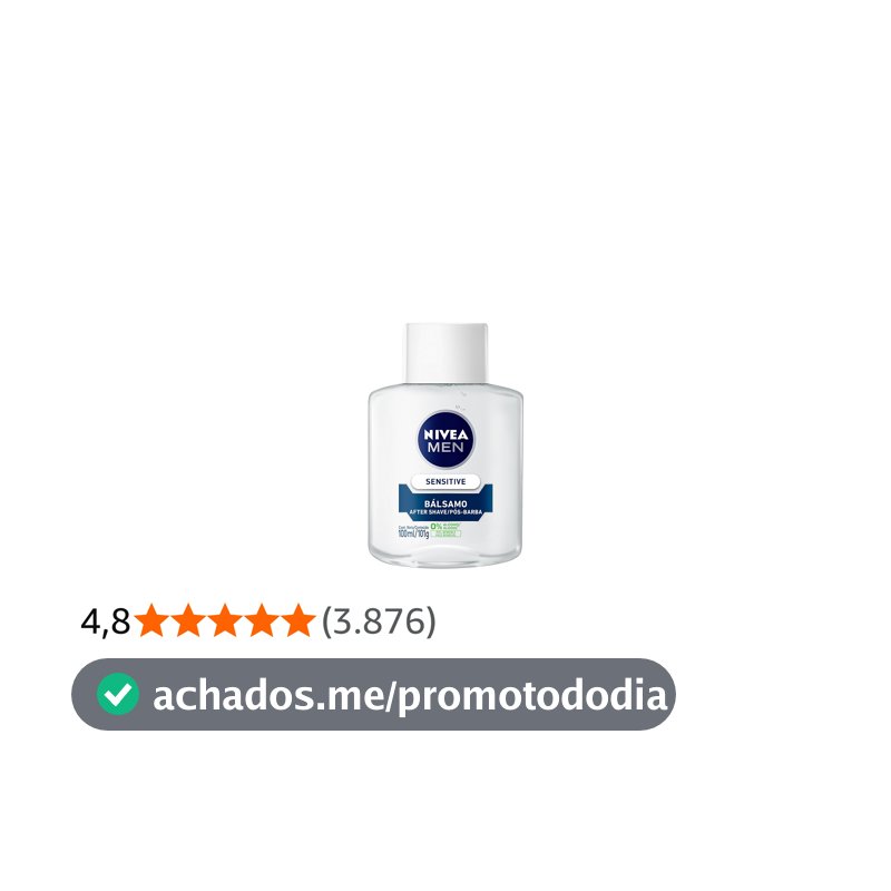 NIVEA MEN Bálsamo Pós-Barba Sensitive 100ml, Hidrata e Acalma, Alívio Imediato da Irritação, Extrato de Camomila, Pele Sensível