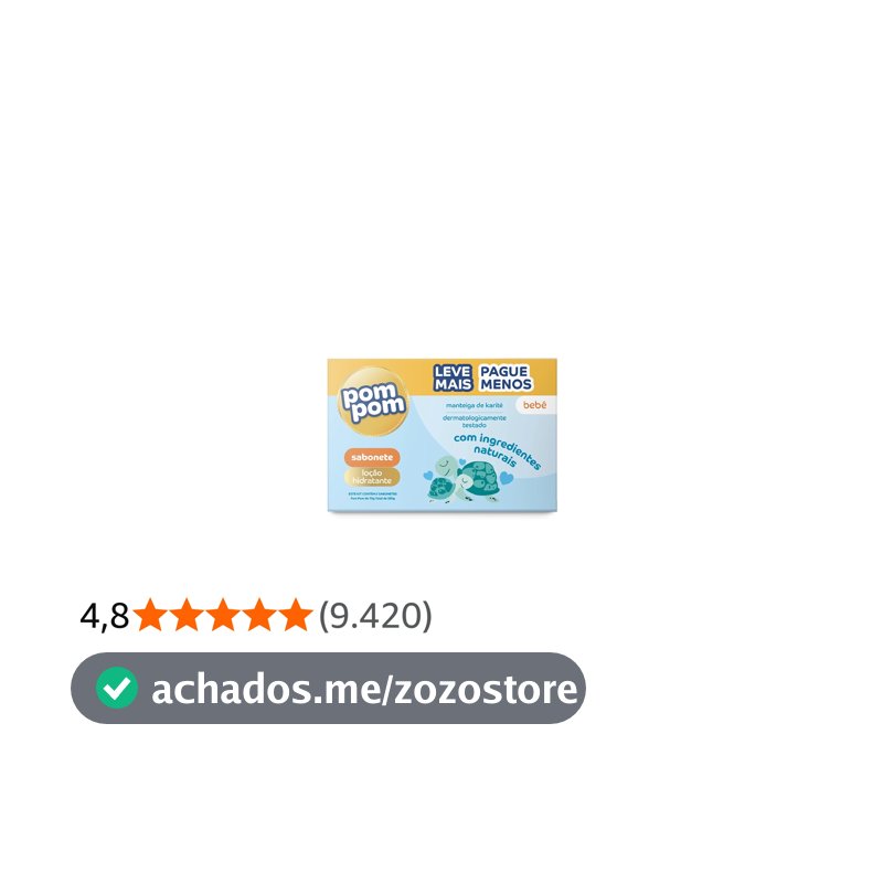 Kit Sabonete em Barra Pom Pom Loção Hidratante com 5 unidades de 70g cada