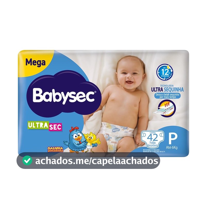 Fraldas Babysec Ultrasec Galinha Pintadinha, P, 42 Unidades