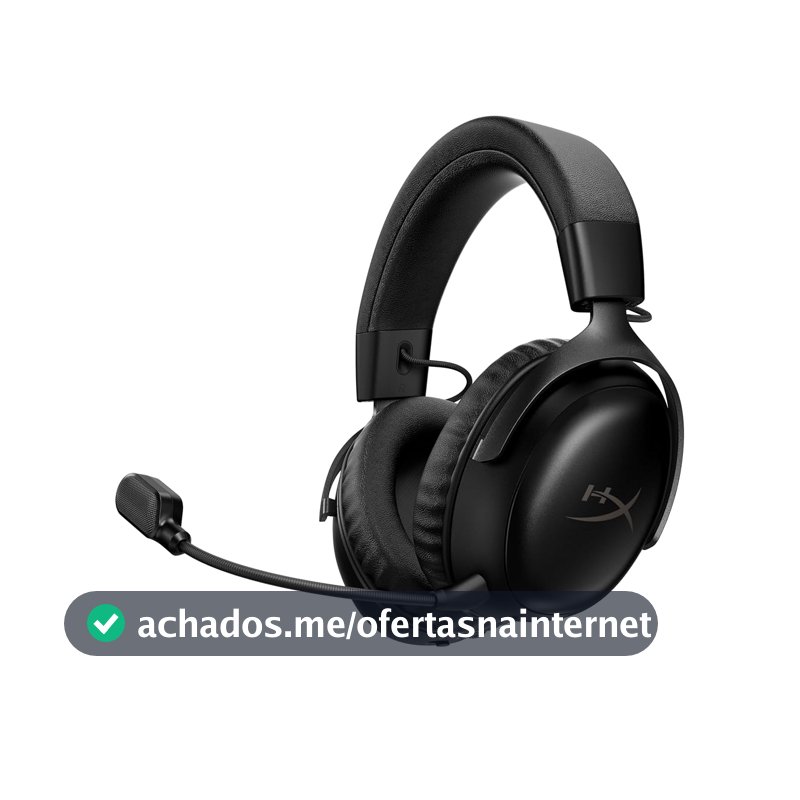 Headset Gamer HyperX Cloud III S Wireless – PC, PS5, PS4, Nintendo Switch, Drivers de 53 mm, Áudio DTS, Microfone de 10 mm, 2,4 GHz, Bluetooth, Preto (A59YZAA)