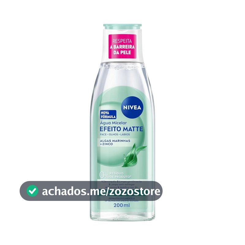 NIVEA Água Micelar Solução de Limpeza 7 em 1 Efeito Matte 200ml, Demaquila, Limpa Profundamente, Controla Oleosidade, Cuidado Facial, Pele Mista e Oleosa