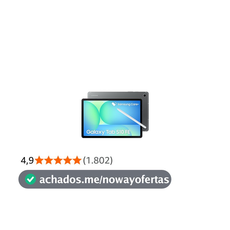Tablet Samsung Galaxy Tab S10 FE, Cinza, 128GB, 8GB RAM, Tela Imersiva de 10.9" 90Hz, Camera Traseira de 13MP, Câmera Frontal de 12MP Ultra Wide, Wifi 6, IP68, Android 15