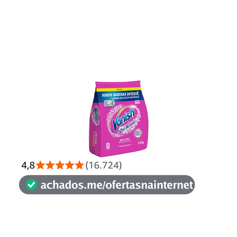 Tira Manchas em Pó Vanish Oxi Action Pink Refil 2,5kg para Roupas Coloridas, Sem Cloro, com Percarbonato, Remove Manchas Difíceis, Preserva as Cores e Deixa as Roupas Como Novas