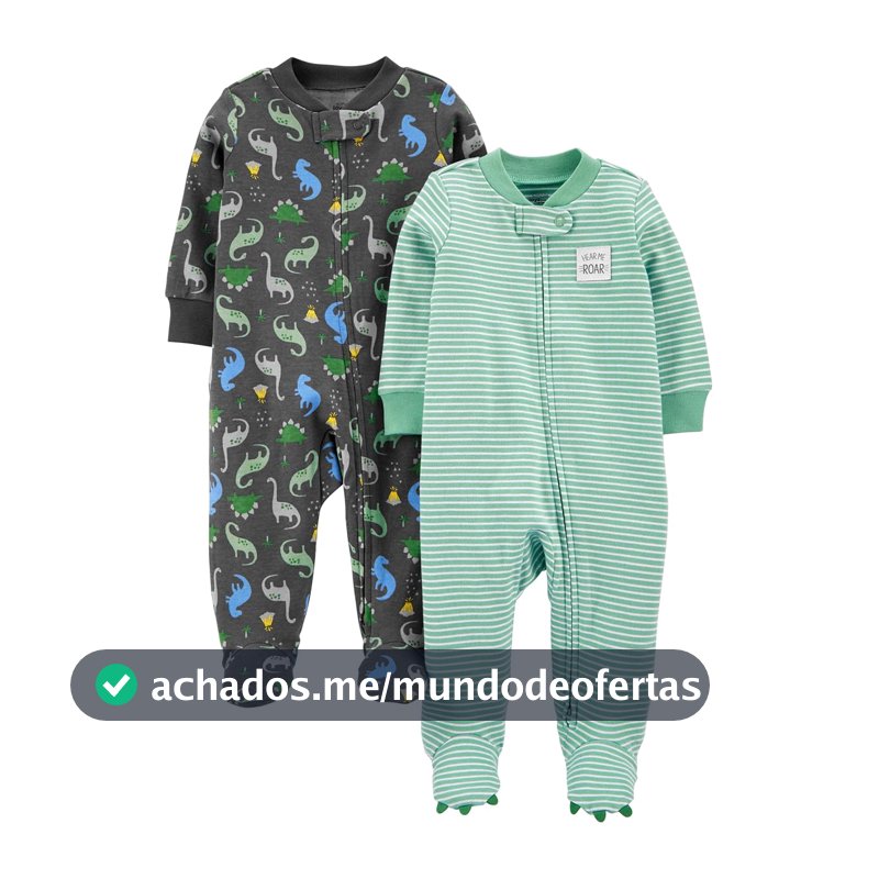 Macacão de dormir para bebês 2-pack 2-way Zip Cotton Footed Sleep and Play Simple Joys by Carter'sMeninos