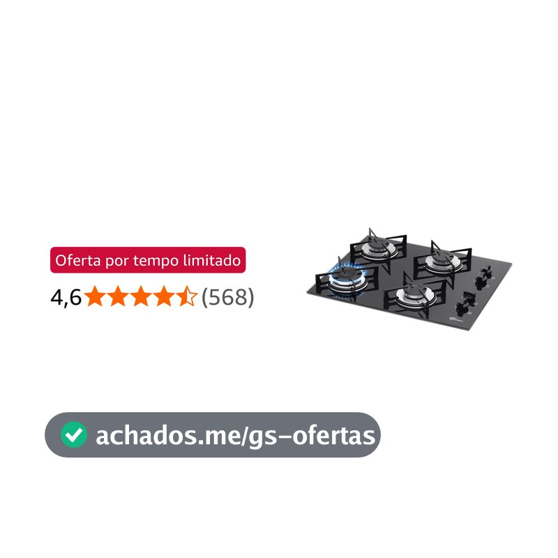 Fischer Cooktop Gás 4 Bocas Mesa Vidro Preta Bivolt 1519-5713