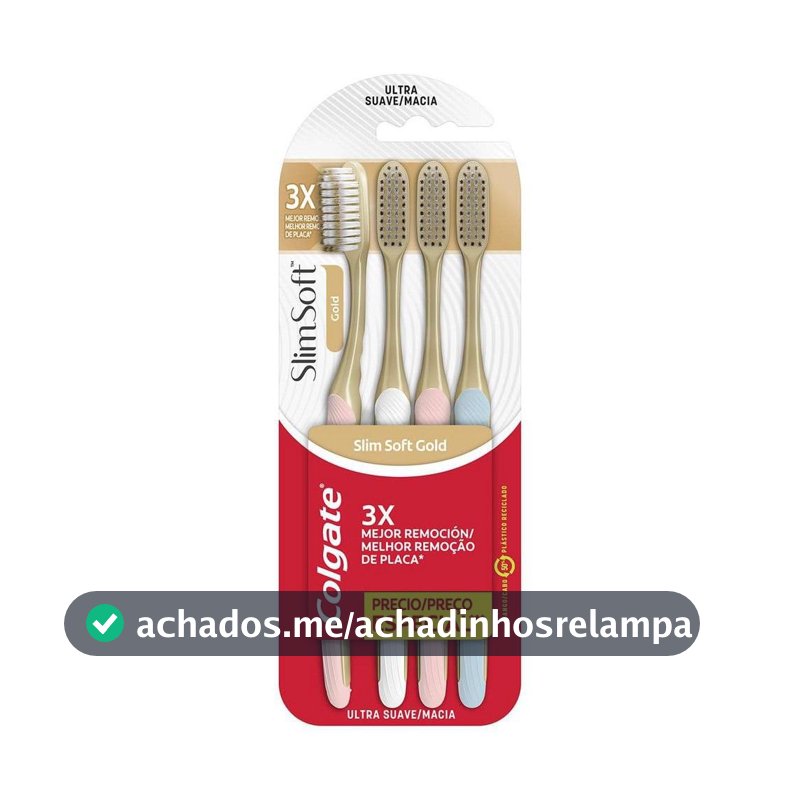 Colgate Slim Soft Gold Premium Escova de Dente, 4 Unidades