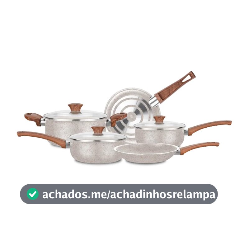 Conjunto de Panelas Vanilla Cerâmica 5 Peças – Antiaderente Cerâmico