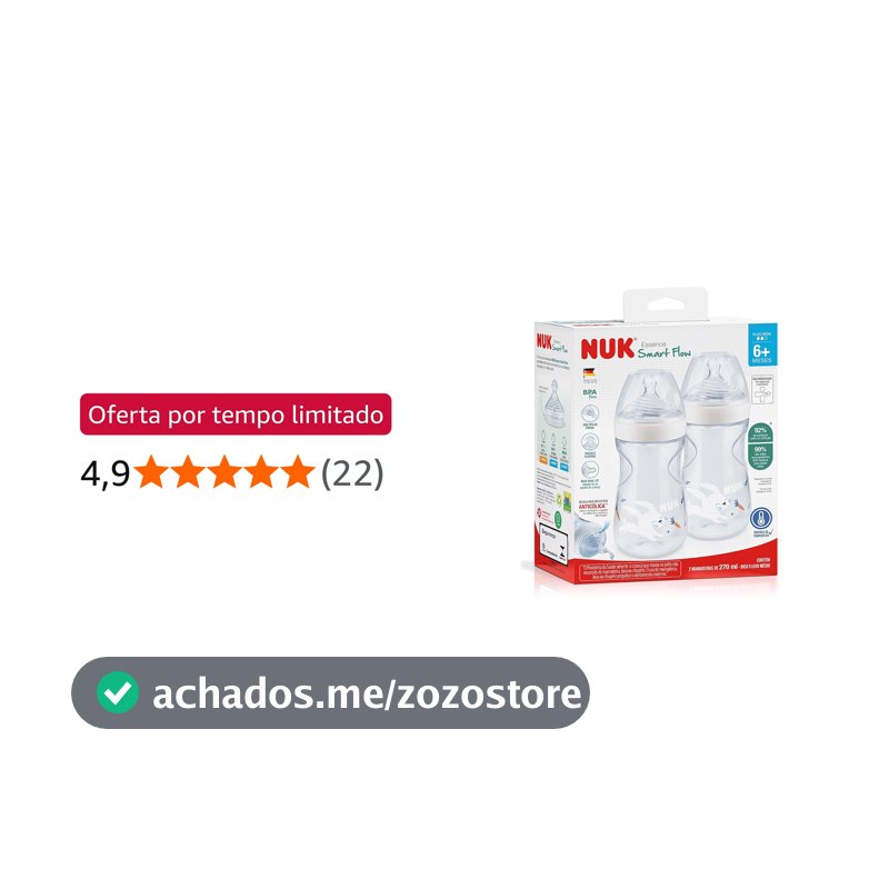 Kit de Mamadeiras Anticólica Essence Smart Flow 270ml NUK – Branca