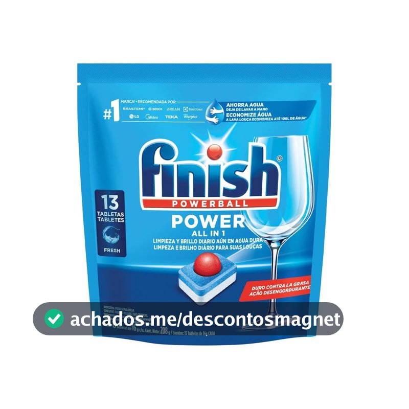 Finish Powerball Detergente para Lava Louças em Tabletes e Secante, 13 Tabletes