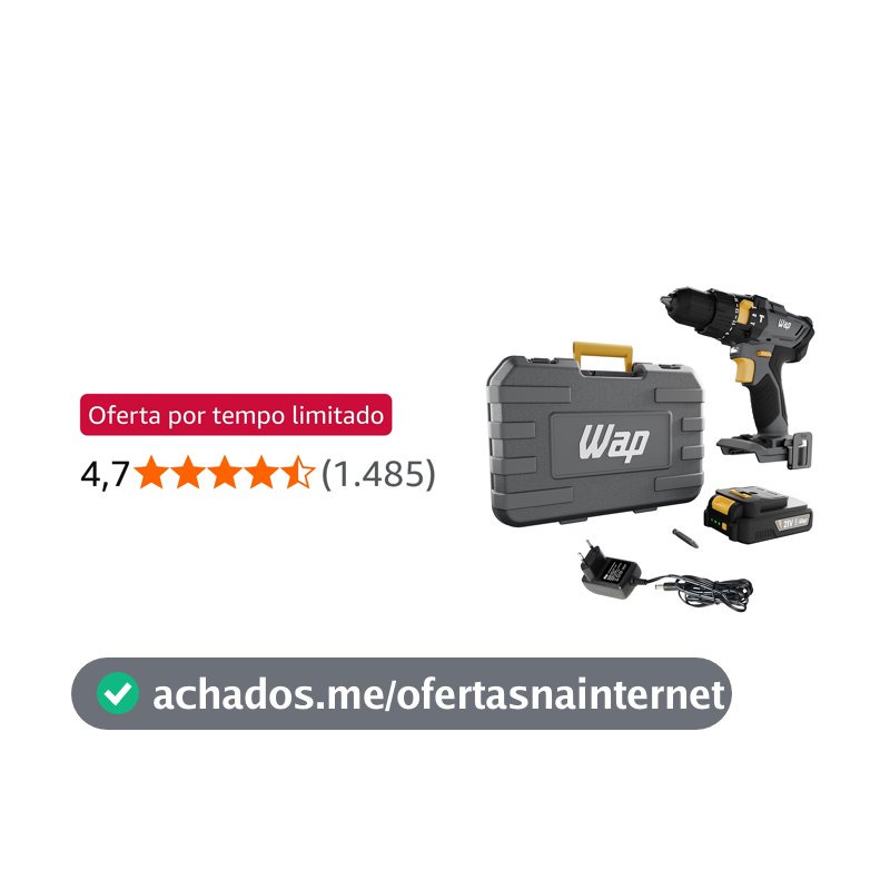 WAP Parafusadeira e Furadeira com Impacto à Bateria 3/8" 21V K21-ID01, com Maleta Organizadora, Torque 21 Níveis, Bivolt