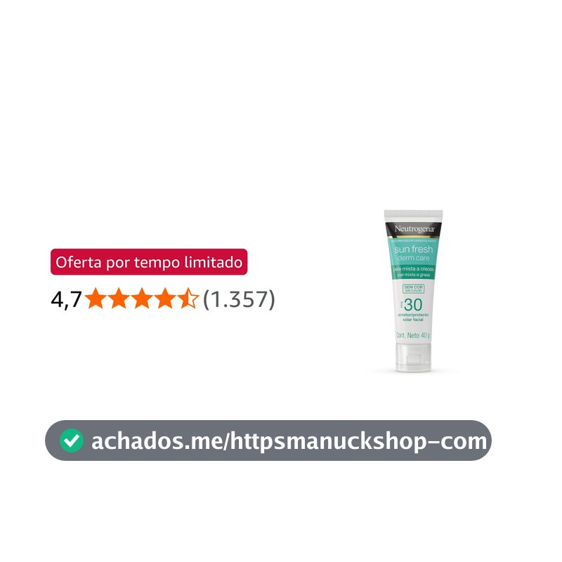 Protetor Solar Facial Neutrogena Sun Fresh Derm Care, Sem Cor, FPS 30, 40g