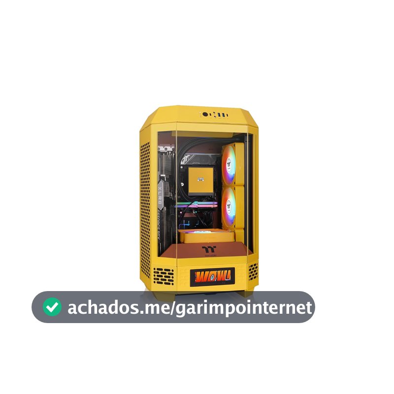 Thermaltake Torre Mini Torre 250 mITX; Ventoinhas CT de 2 x 120 mm incluídas; Suporte de radiador de 360 mm; Folga GPU de 360 mm; Câmara Dupla; Caramelo de Manteiga; CA-1Z9-00SMWN-00