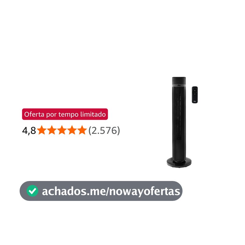 WAP Ventilador de Torre AIR SILENCE com 4 Ní­veis de Velocidade, Time de até 15 Horas e Desligamento Automático 127V