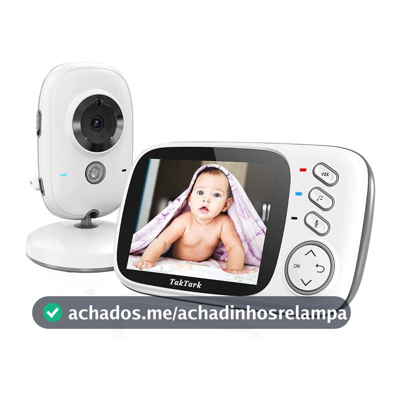Babá Eletrônica, TakTark Câmera para Bebês com Tela de 3.2", Visão Noturna Infravermelha, Áudio Bidirecional, Detecção de Som VOX, Monitoramento Temperatura, Canção de Ninar