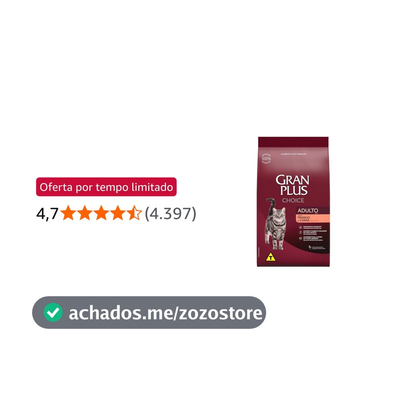 GranPlus Choice - Ração para Gatos Adultos Frango e Carne, 10.1 kg (Pacote de 1), Roxo