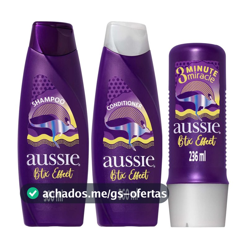 Kit Aussie Btx Effect Shampoo 360ml + Condicionador 360ml + 3MM 236ml