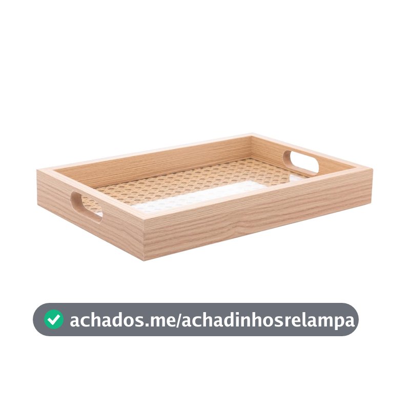 LYOR - Bandeja Retangular de Mdf com Fundo Treliça 30cm x 4cm x 20cm