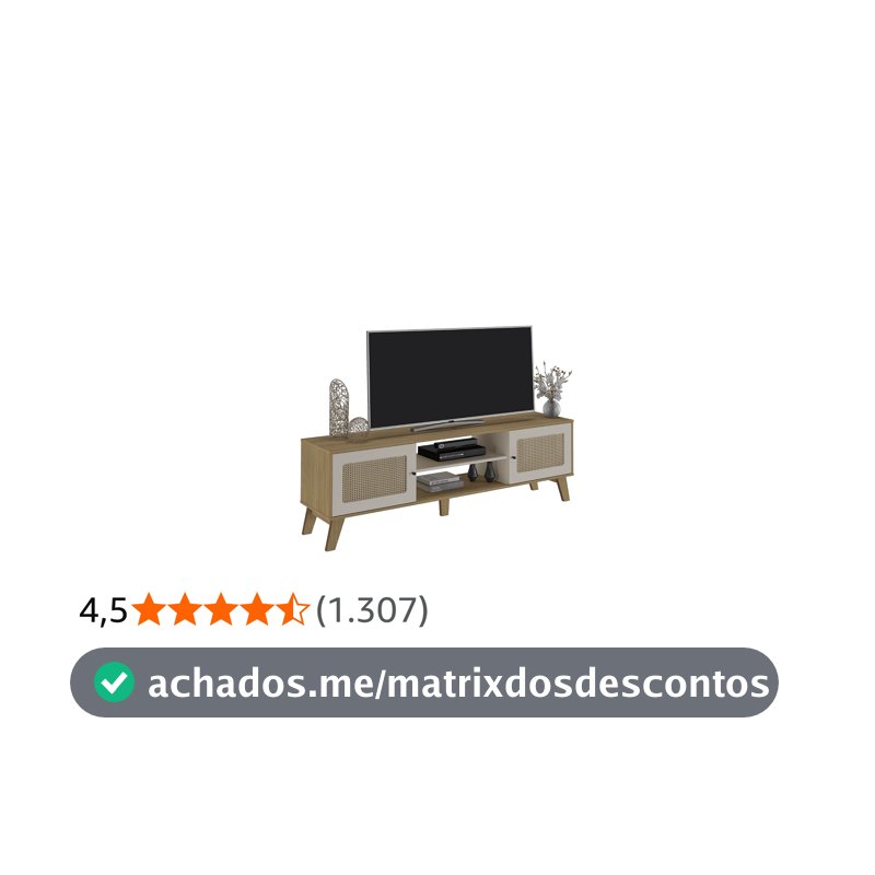 Artely Rack Charlotte para Tv até 75" com 2 Portas, Carvalho/Off White