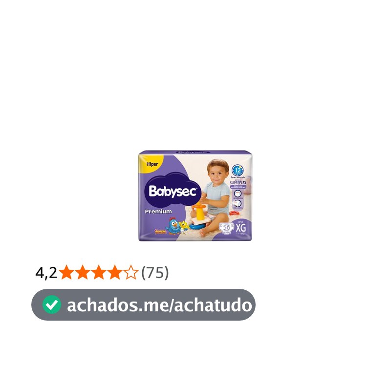 Fralda Babysec Premium Hiper XG 56 Unidades