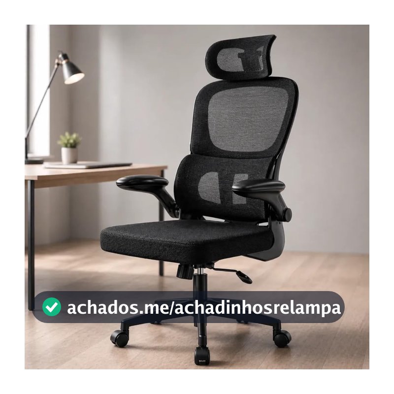 Cadeira de Escritório Ergonômica Suporte Lombar Independente Ajustável Tela Respirável Encosto de Cabeça Regulável Altura Ajustável Resistente Premium