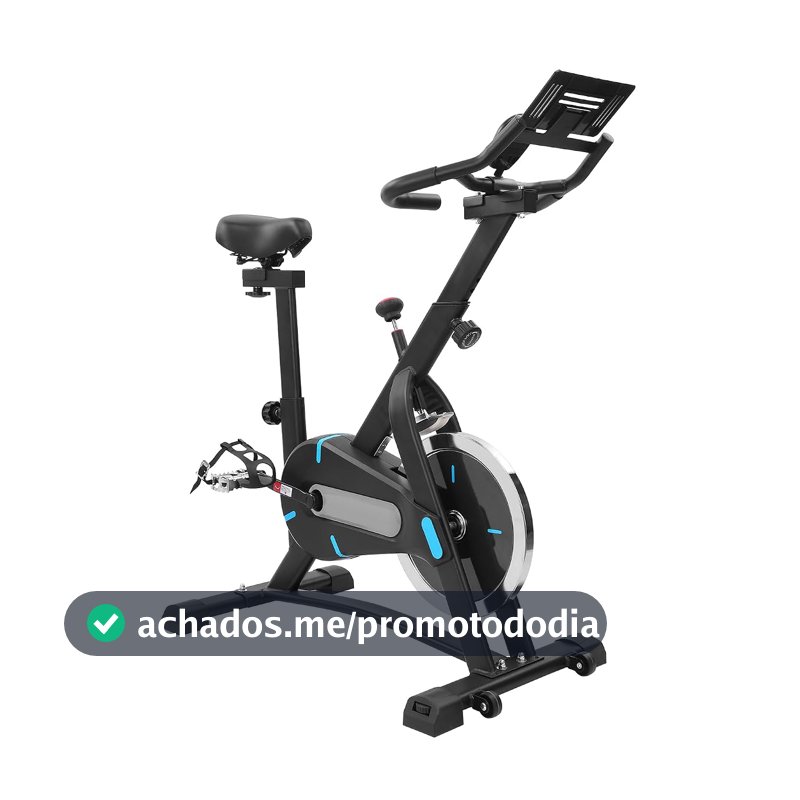 Bicicleta Spinning Ergométrica Volante 5kg, Monitor LCD, Resistência Infinito, Estrutura Estável, Ajustável, Suporte para Tablet - Cardio e Emagrecimento em Casa