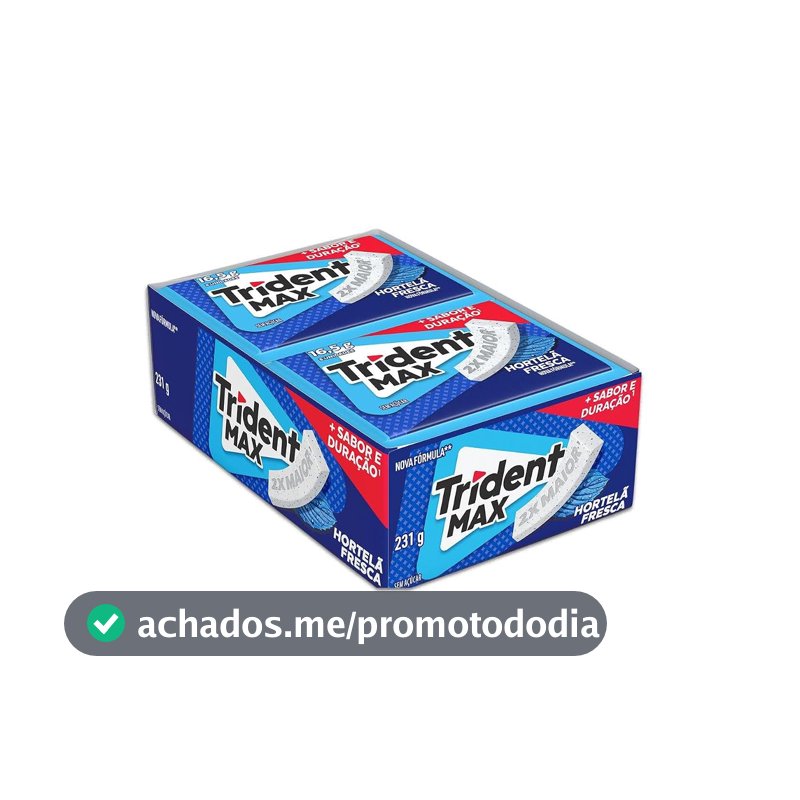 Chiclete Trident Max Hortelã Fresca Sem Açúcar - Caixa com 14 unid. de 16,5g