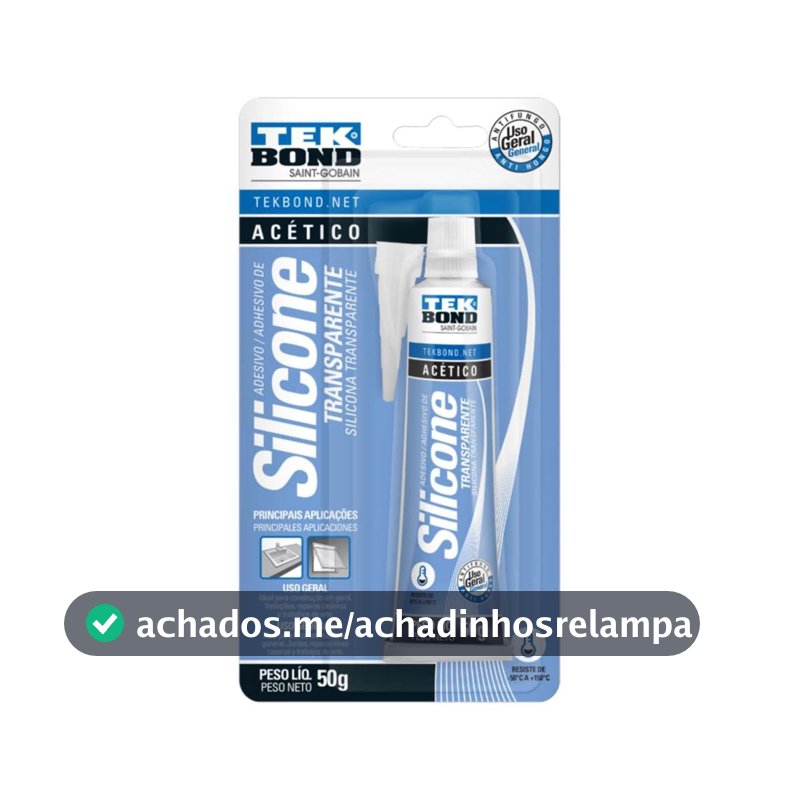 Silicone Acético Blister, Incolor, 50g