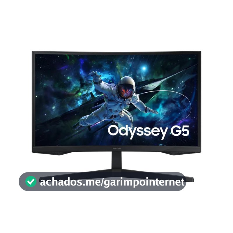 Monitor Gamer Samsung Odyssey G5 27, Resolução QHD, Taxa de atualização de 165Hz & 1ms de tempo de resposta (MPRT), Curvatura com 1000R, HDR 10, AMD FreeSync, Eye Saver Mode & Flicker Free Mode